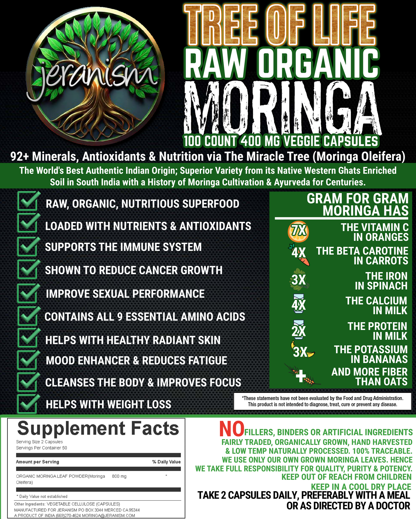 Moringa 100 ct Veggie Capsules